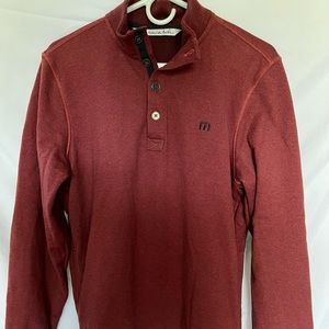 Travis Matthew Long Sleeve Golf Sweatshirt 1/4 Button Pullover Men Red Size Sm